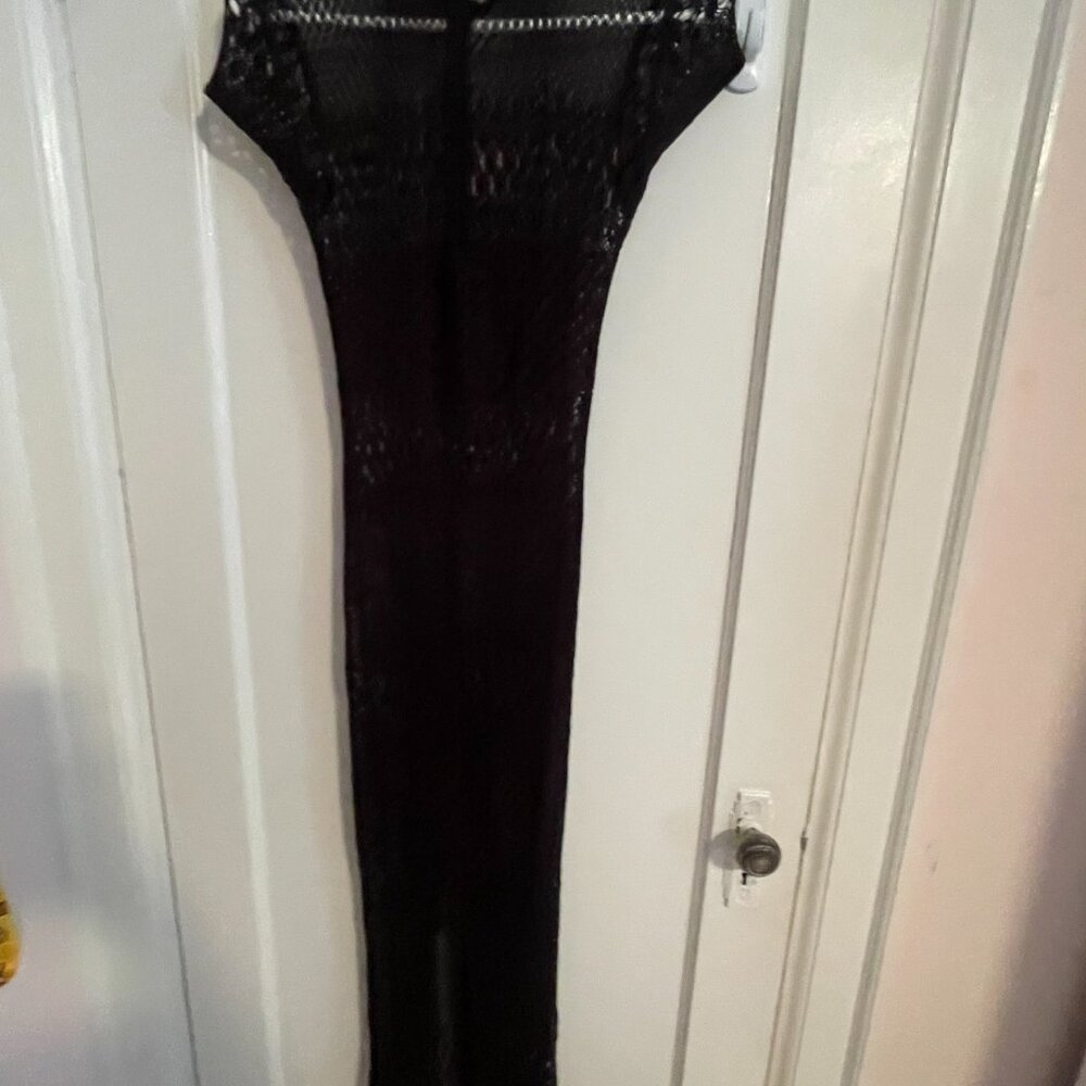 Sheer Crocheted Black Dress